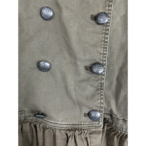 FREE PEOPLE Military Green Ruffle Frayed Hem Jacket Style OB480752 Size Large - Picture 11 of 16